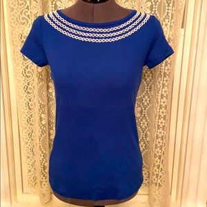 NWOT Talbots Petites Pima Cotton Blue Top